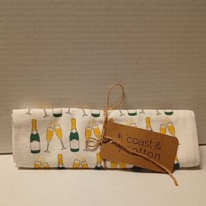 Coast and Cotton Champagne Bottle Tea Towel NWT Printed area 9 x 13 Inches